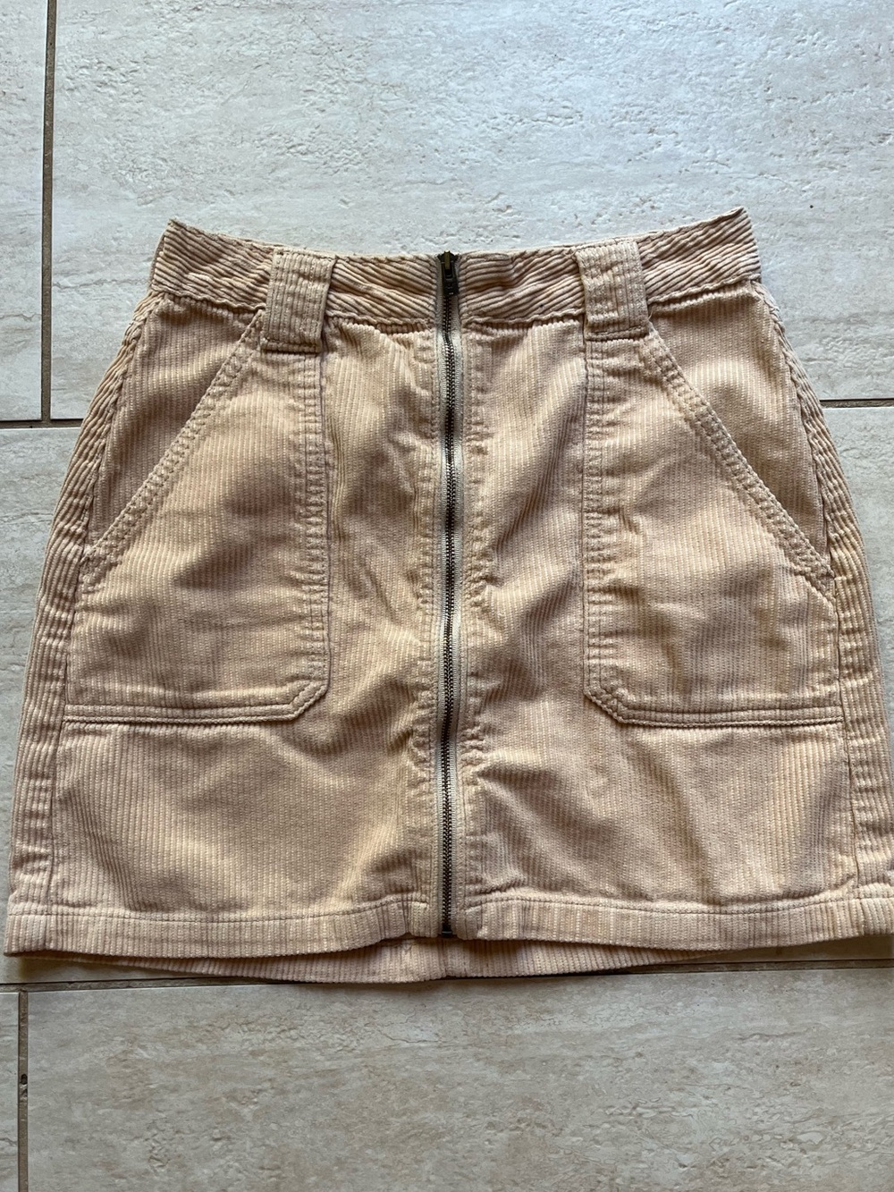 Y2K Hollister Corduroy Mini Skirt Tan Low Rise 2000s Size 1